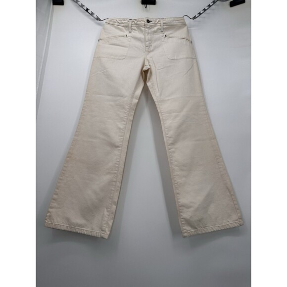 Tommy Hilfiger Women’s Pants Wide Leg Flared Mid Rise Chinos cream Y2K 10 - Picture 2 of 12
